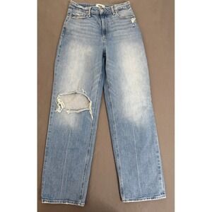 Paige Heartthrob Jeans Womens Size 28 Blue Wide Leg Denim High Rise Distressed